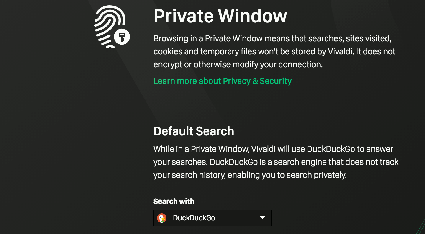 Default Private Search in Private Browsing Mode