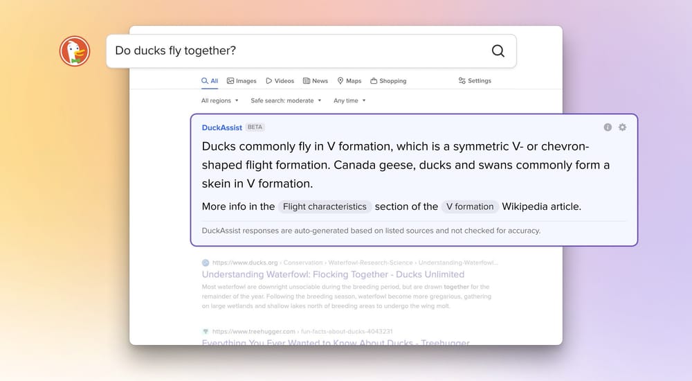DuckDuckGo launches DuckAssist: a new feature that generates quick natural language summaries in response to search queries [UPDATE]